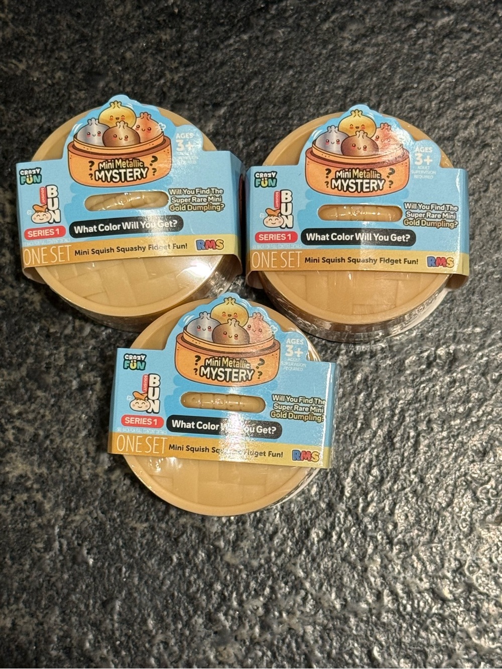 Mini Metallic Mystery Dumpling Squishy - Poss rare Gold dumpling. (Set of 3)